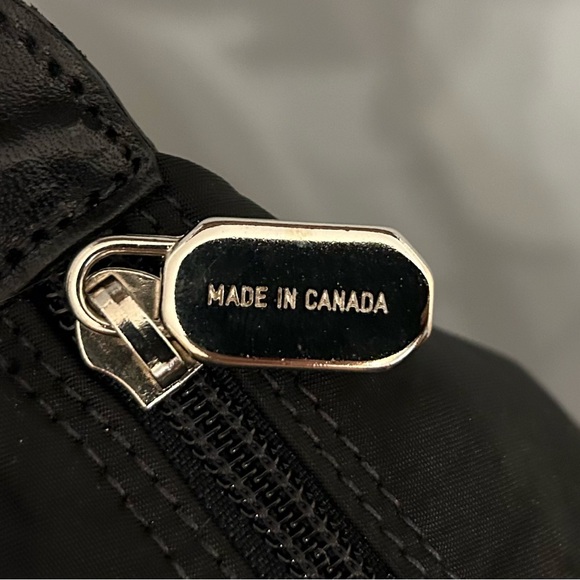 Vintage ROOTS Large Black Leather and Nylon Foldable Bag - Picture 5 of 7